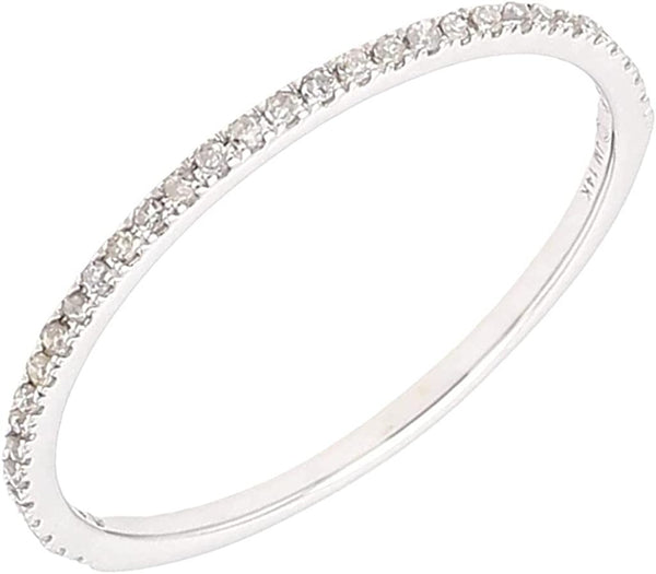 1/10 Cttw 14K Gold Dainty Half Band Natural Diamond Wedding Anniversary Ring (G-
