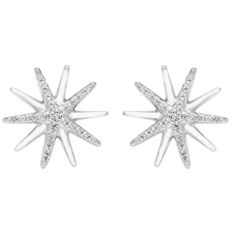 0.14 CT. T.W. Sterling Silver Diamond Starburst Earrings