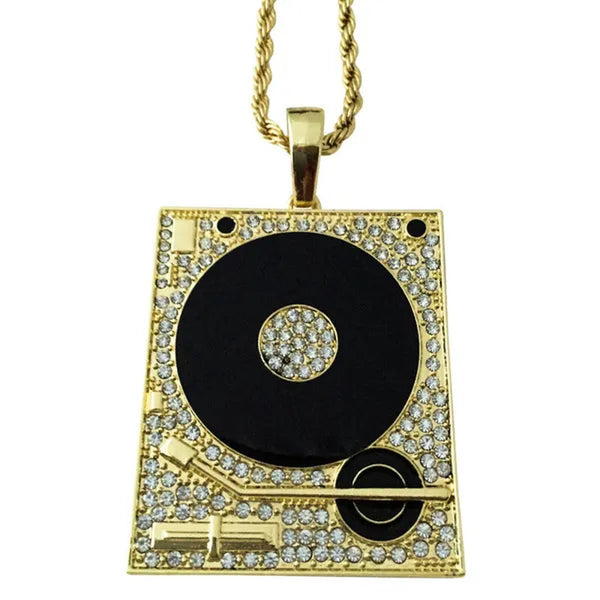 14K Gold GP Hip Hop Large Iced CZ Diamond DJ Khaled Pendant W/ Rope Chain