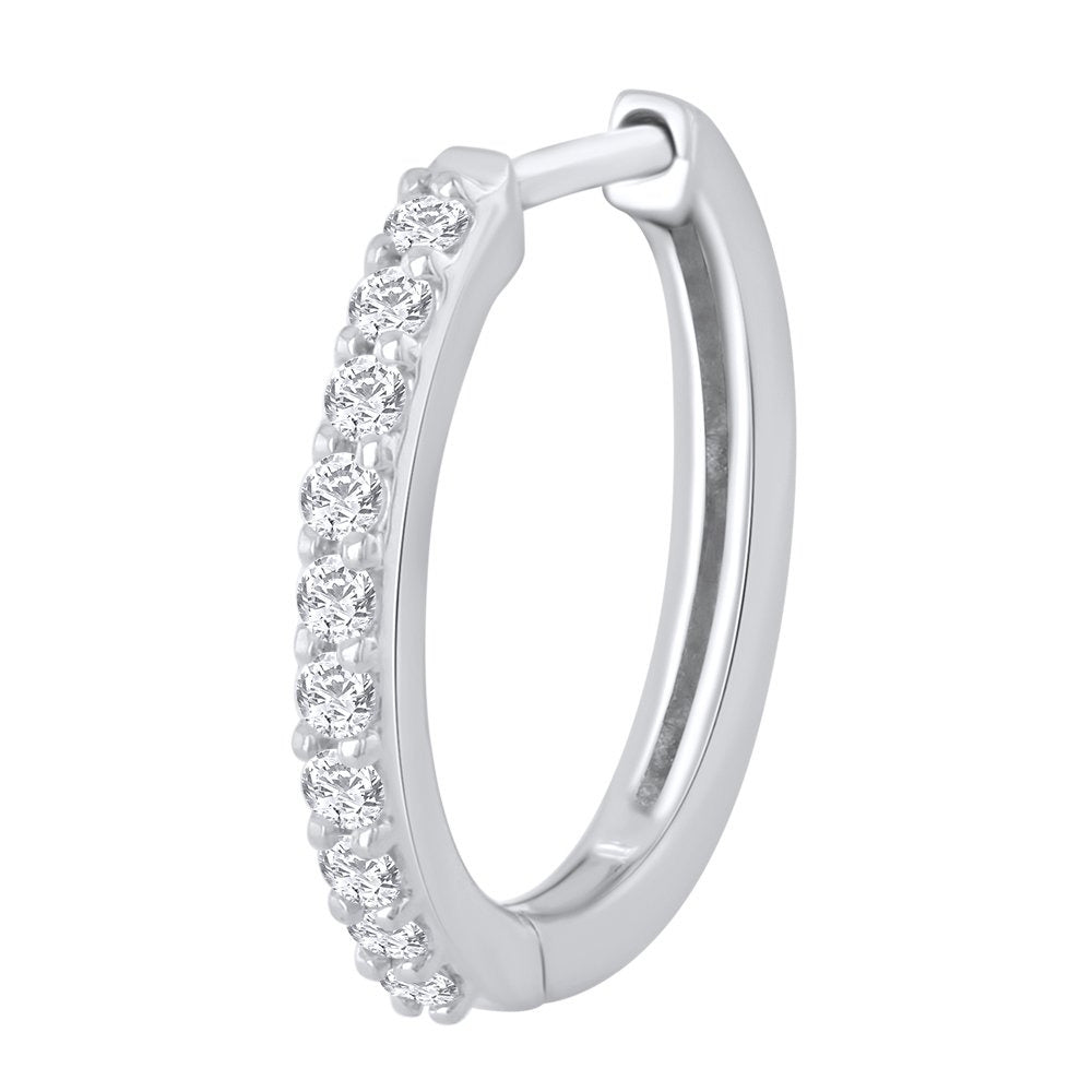 1/10 Carat Diamond Nose Pin Hoop in 14K White Gold (SI1-SI2 Clarity)
