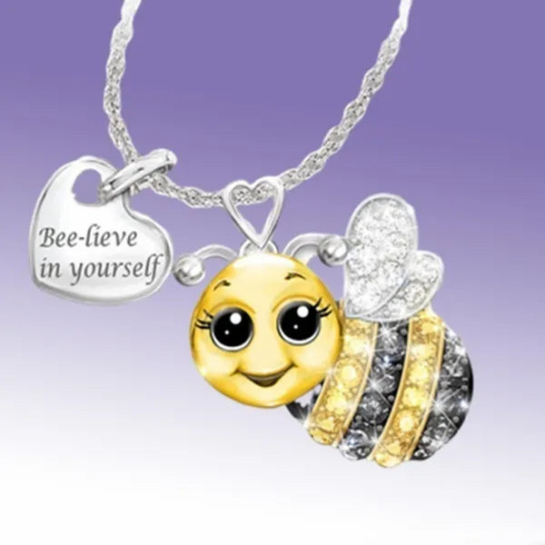 "Bee-Lieve in Yourself" Exquisite Fashion 18 -Plated Alloy Bee Crystal Pendant N