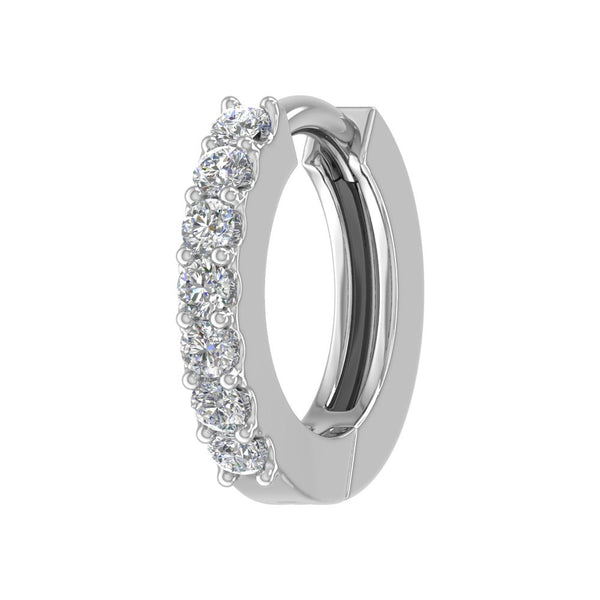 0.13 Carat 7-Stone Diamond Nose Pin Hoop in 14K White Gold (SI1-SI2 Clarity)