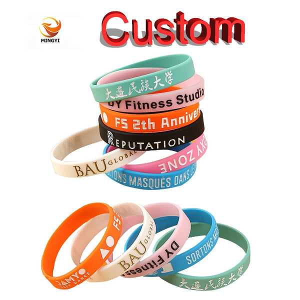 100PCS Engraved Custom Silicone Wristband Debossed Customizable Company