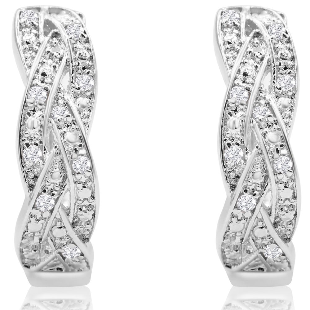 1/4 Carat Oval Shape Diamond Infinity Hoop Earrings for Women