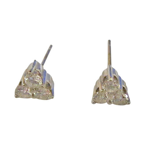$1,500 RETAIL DIAMOND STUD THREE STONE EACH SET EARRING .60 CT 14 K GOLD