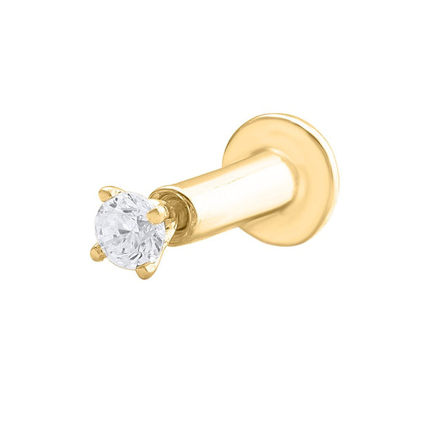 0.14 Carat 4-Prong Solitaire Diamond Nose Pin Stud in 18K Yellow Gold