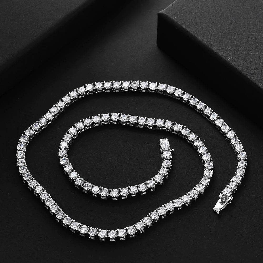 100% 925 Sterling Silver Full 3Mm/4Mm Luxury High Carbon Diamond Tennis Chains