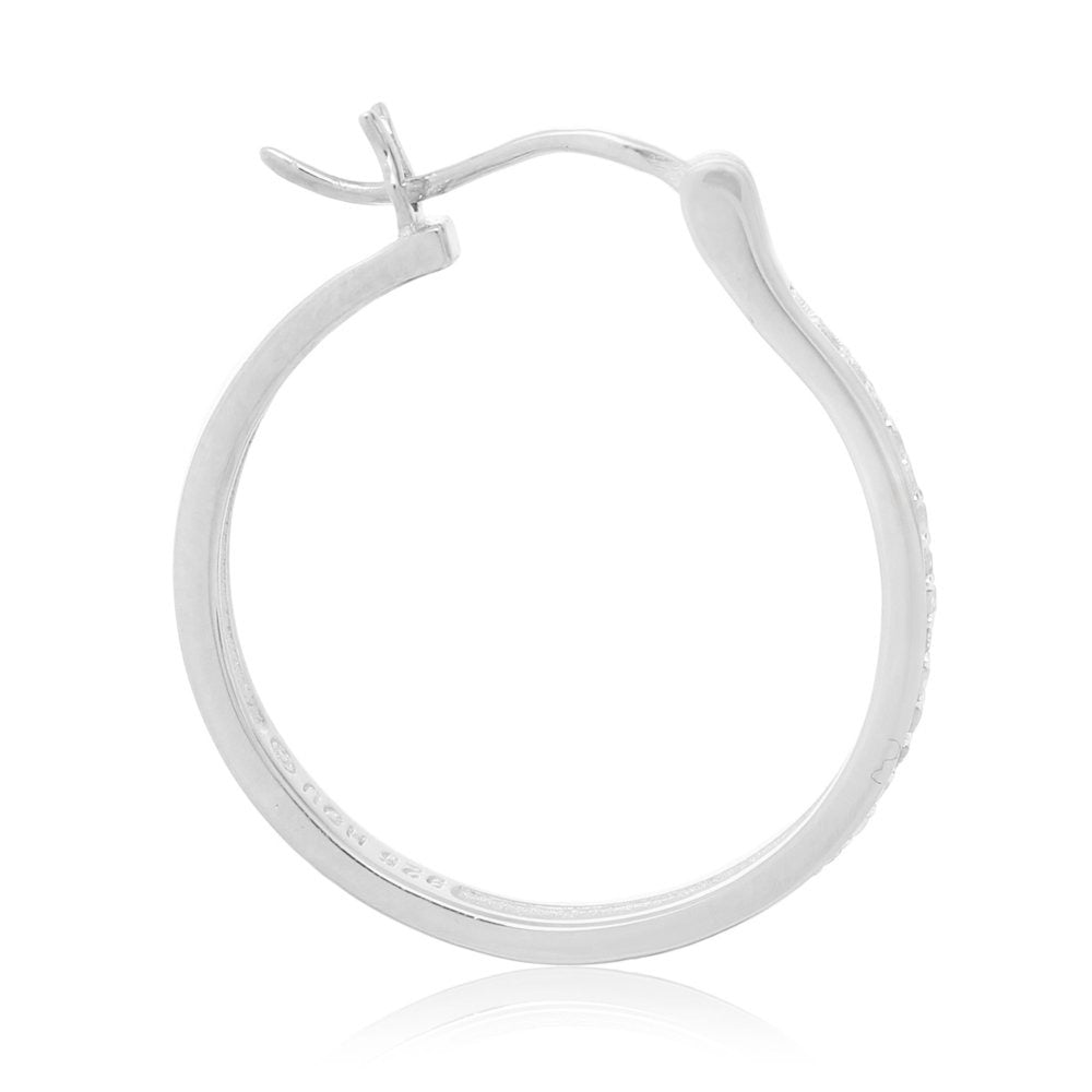 1/4 Carat Diamond Hoop Earrings in Sterling Silver for Women