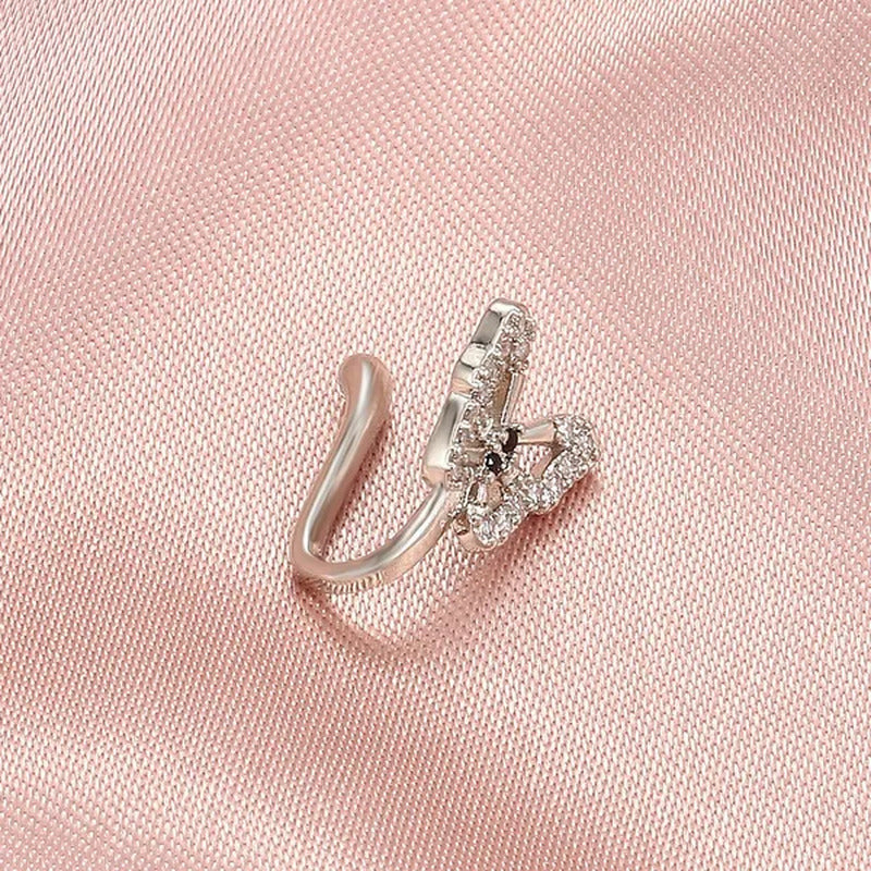 1 PC Crystal Diamond Fake Piercing Nose Ring Butterfly Non Piercing Clip on Nose