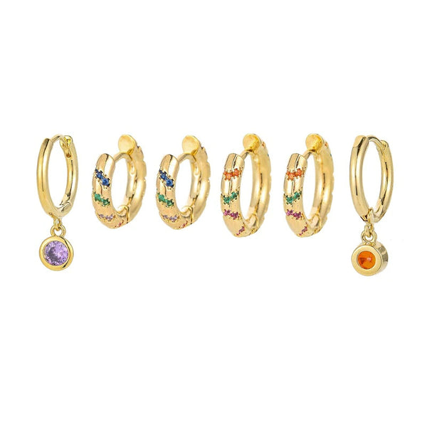 12Sets/Lot Goemetric Crystal Earring Sets for Women Elegant Jewelry Gifts