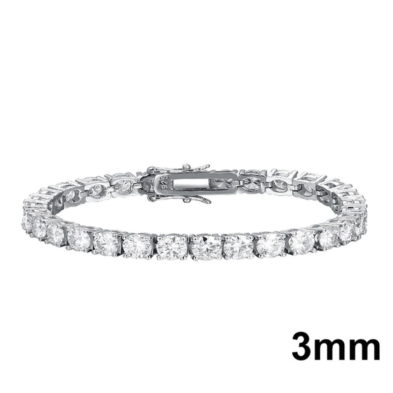 4Mm Solid 925 Sterling Silver Moissanite Tennis Bracelets for Women Men GRA