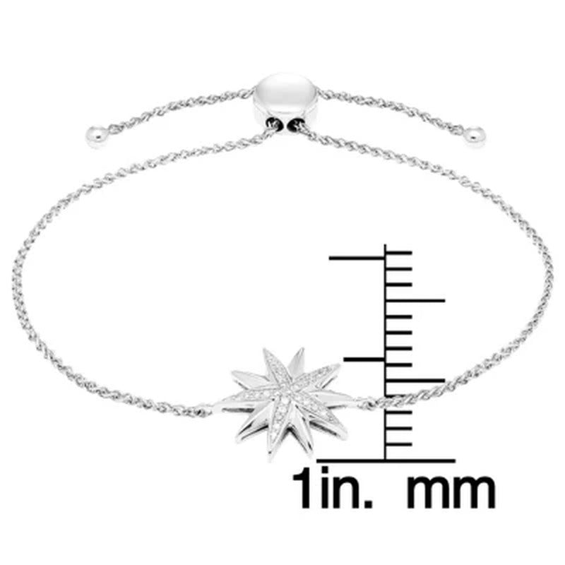 0.10 CT. T.W. Sterling Silver Diamond Starburst Bolo Bracelet