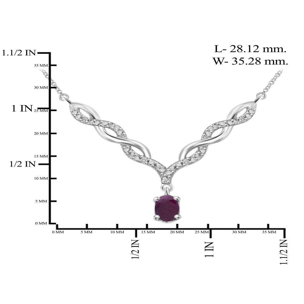 1/2 Carat T.G.W. Ruby and Accent White Diamond Sterling Silver Women'S Necklace