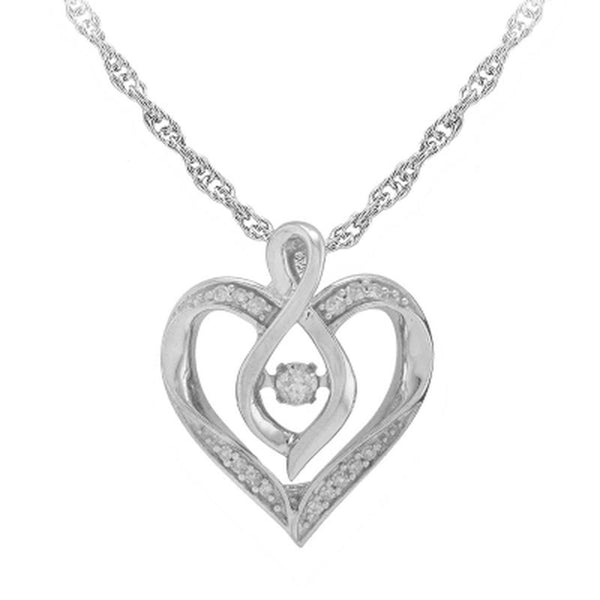 0.10 CT. T.W. Silver Diamond Heart Pendant Necklace (I, I1, IGI Appraisal Value: