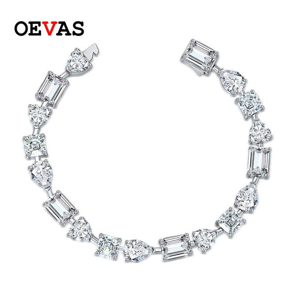 100% 925 Sterling Silver High Carbon Diamond Irregular Bracelet for Women Bride