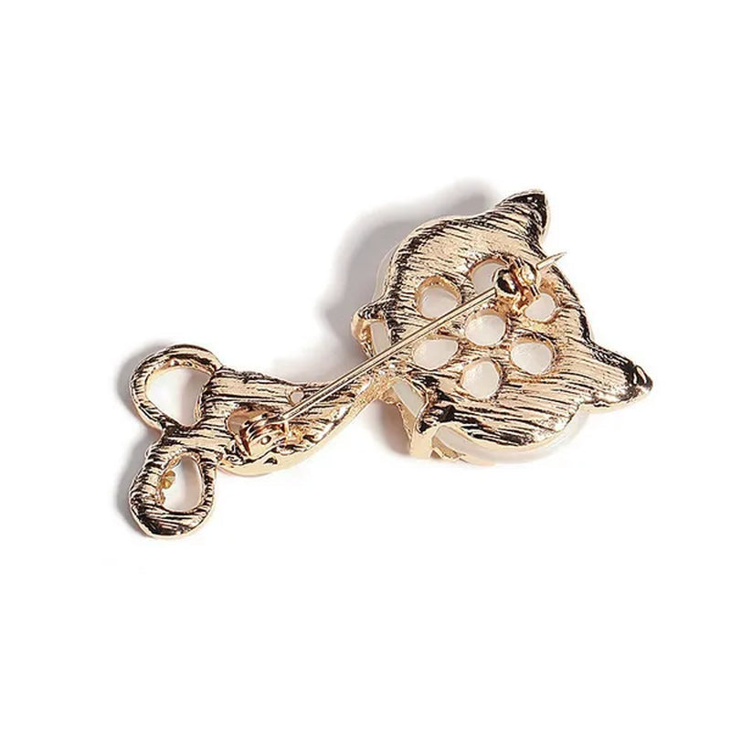 New Fashion Hot Sale Gold Color Filled Multicolor Opal Stone Fox Brooches Women's Fashion Cute Animal Crystal Pin Brooch Jewelry