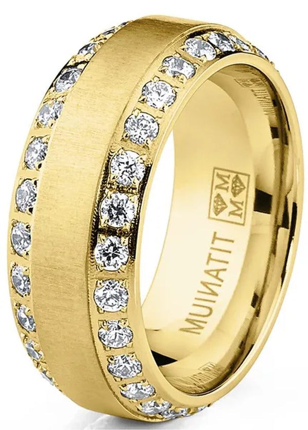 1.75 Carats Men's Titanium Wedding Band Ring 8MM Rose Goldtone Black Silvertone