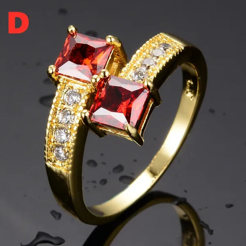 Exquisite Retro 18K Gold Natural Garnet Red Ruby Gemstone Ring Anniversary Gift Romantic Bride Engagement Wedding Party Bands Fine Jewelry