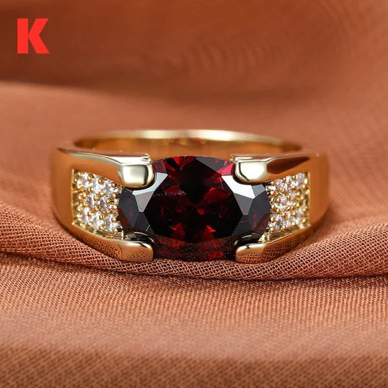 Exquisite Retro 18K Gold Natural Garnet Red Ruby Gemstone Ring Anniversary Gift Romantic Bride Engagement Wedding Party Bands Fine Jewelry